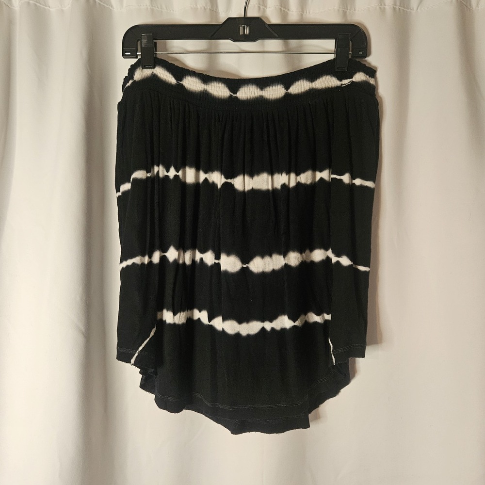 Victoria's Secret Pull On Elastic Waist Skirt Black White Tie Dye Large